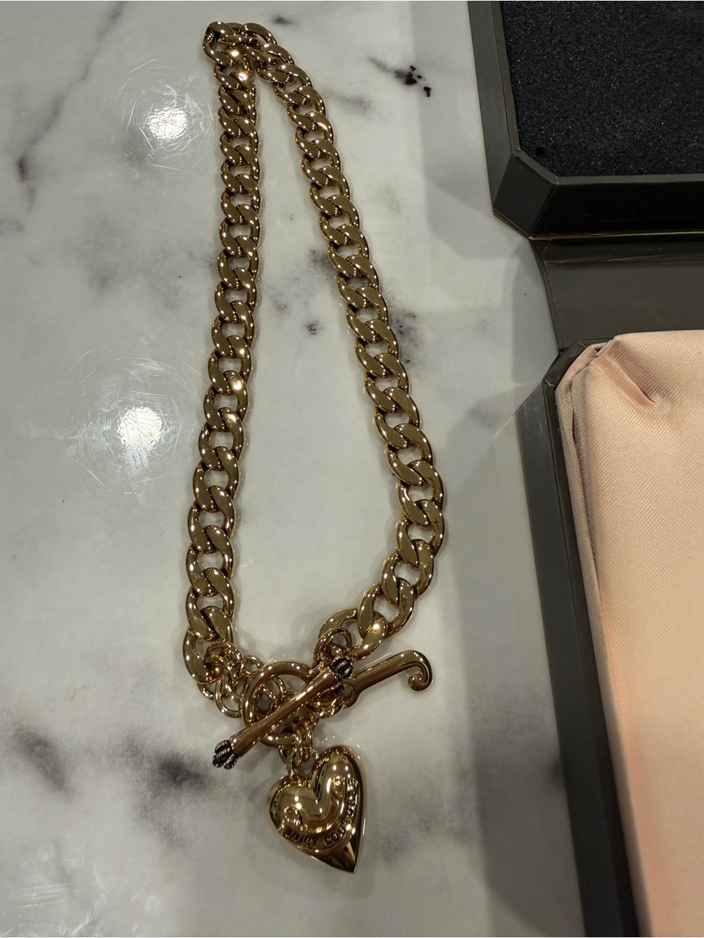 Juicy Gold Heart Toggle Chain Necklace - Women Jewelry